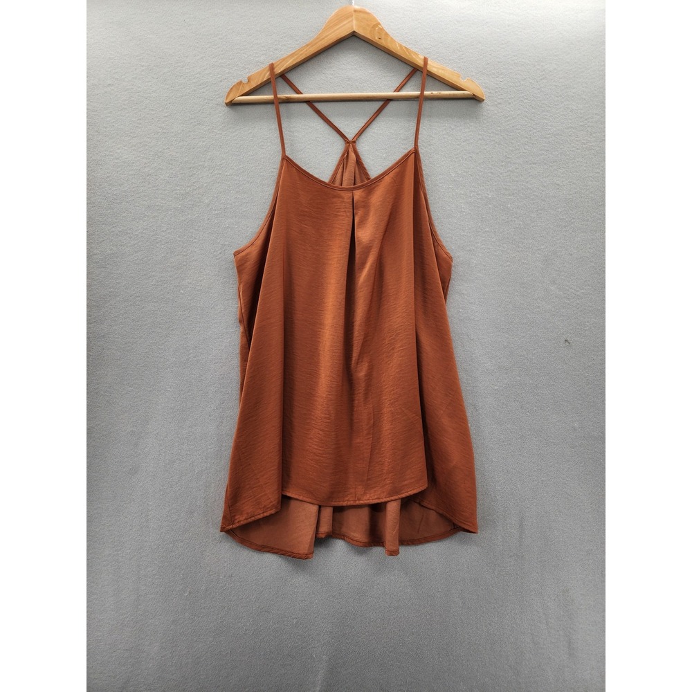 Banana Republic Rust Orange Pleated Racerback Camisole Tank Top Large Boho Chic - Picture 1 of 11